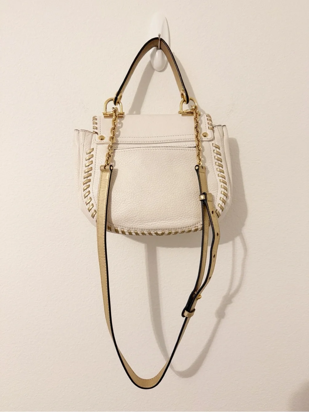 Michael Kors Isadore Medium Top Handle Messenger Summer White Satchel Bag